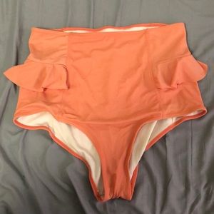 Kortni Jeane hip ruffle bottoms, coral plink, M